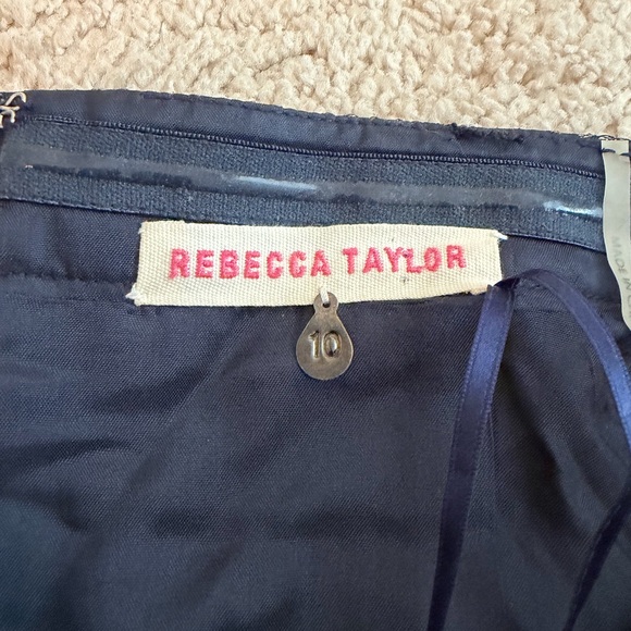 Rebecca Taylor Strapless Women's Mini Dress Navy Blue Floral Metallic Sz 10 Silk - Picture 8 of 14